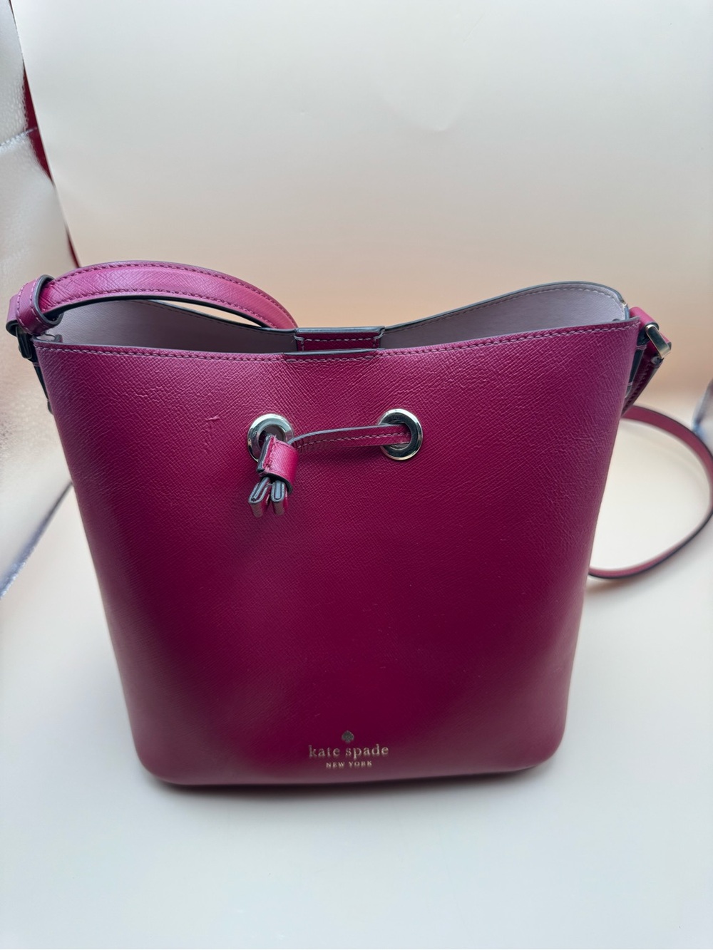 kate spade Magenta Leather Bucket Crossbody